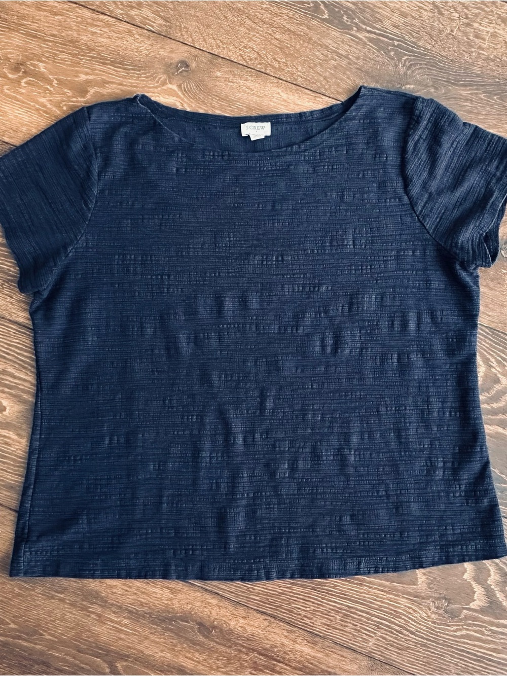 J. Crew Dark Navy Textured Short Sleeve Tee